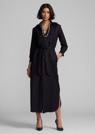 Rochie din amestec de lână cu curea Ralph Lauren pentru femei bleumarin Rochie din amestec de lână cu curea Ralph Lauren pentru femei bleumarin