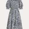 Rochie din bumbac cu mâneci bluzon Floral pentru femei Ralph Lauren Rochie din bumbac cu mâneci bluzon Floral pentru femei Ralph Lauren