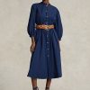 Rochie din bumbac Ralph Lauren pentru femei bleumarin