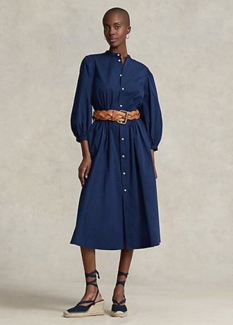 Rochie din bumbac Ralph Lauren pentru femei bleumarin Rochie din bumbac Ralph Lauren pentru femei bleumarin