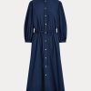 Rochie din bumbac Ralph Lauren pentru femei bleumarin