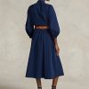 Rochie din bumbac Ralph Lauren pentru femei bleumarin