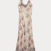 Rochie din șifon din mătase șifonată florală Ralph Lauren, multicoloră/maro