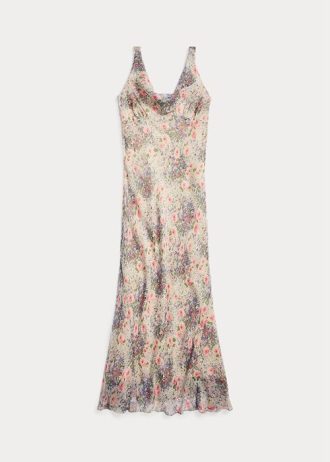 Rochie din șifon din mătase șifonată florală Ralph Lauren, multicoloră/maro