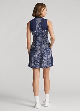Rochie din jerse cu panouri cu imprimeu bandana Ralph Lauren pentru femei bleumarin Rochie din jerse cu panouri cu imprimeu bandana Ralph Lauren pentru femei bleumarin