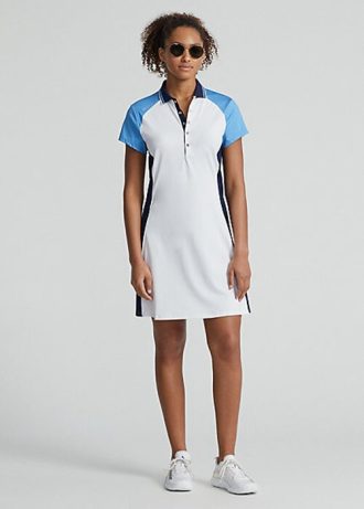 Rochie din jerse stretch cu blocuri de culoare Ralph Lauren pentru femei alb/albastru