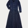 Rochie din voile de bumbac indigo Ralph Lauren pentru femei bleumarin Rochie din voile de bumbac indigo Ralph Lauren pentru femei bleumarin