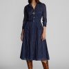 Rochie din voile de bumbac indigo Ralph Lauren pentru femei bleumarin Rochie din voile de bumbac indigo Ralph Lauren pentru femei bleumarin