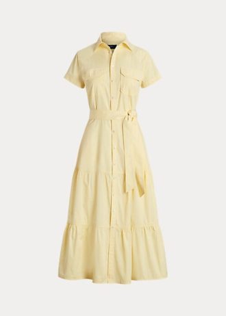 Rochie galbenă pentru femei Ralph Lauren, cu brâu, etaj