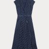 Rochie Georgette de mătase cu buline Ralph Lauren pentru femei bleumarin/crem Rochie Georgette de mătase cu buline Ralph Lauren pentru femei bleumarin/crem