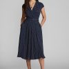 Rochie Georgette de mătase cu buline Ralph Lauren pentru femei bleumarin/crem Rochie Georgette de mătase cu buline Ralph Lauren pentru femei bleumarin/crem