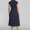 Rochie Georgette de mătase cu buline Ralph Lauren pentru femei bleumarin/crem Rochie Georgette de mătase cu buline Ralph Lauren pentru femei bleumarin/crem