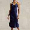 Rochie midi din mătase de duș Ralph Lauren pentru femei bleumarin Rochie midi din mătase de duș Ralph Lauren pentru femei bleumarin