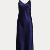Rochie midi din mătase de duș Ralph Lauren pentru femei bleumarin Rochie midi din mătase de duș Ralph Lauren pentru femei bleumarin