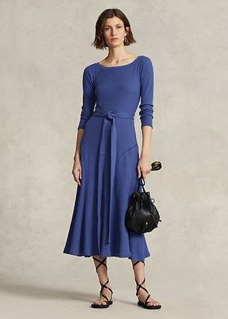 Rochie midi pentru femei Ralph Lauren, bumbac, cu gât cu barca