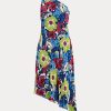 Rochie multicoloră pentru damă, Ralph Lauren, cu flori Georgette, cu un singur umăr