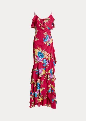 Rochie multicoloră pentru femei Ralph Lauren Floral Georgette cu etaje