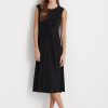 Rochie neagră din jerse Ralph Lauren cu răsucire în față pentru femei Rochie neagră din jerse Ralph Lauren cu răsucire în față pentru femei
