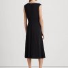 Rochie neagră din jerse Ralph Lauren cu răsucire în față pentru femei Rochie neagră din jerse Ralph Lauren cu răsucire în față pentru femei