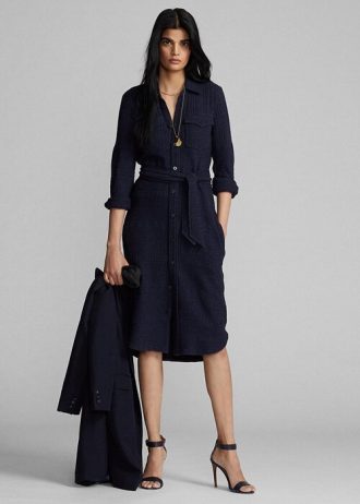 Rochie pentru femei Ralph Lauren, din bumbac și lână, cu curea