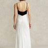 Rochie rochie fără mâneci din satin contrastant Ralph Lauren alb/negru pentru femei Rochie rochie fără mâneci din satin contrastant Ralph Lauren alb/negru pentru femei