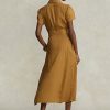 Rochie scurtă de in, maro, Ralph Lauren, cu curea