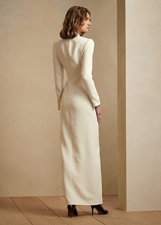 Rochie smoking de mătase Kristian Ralph Lauren pentru femei crem
