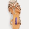 Rose Gold pentru damă Ralph Lauren Wells din piele intoarsă și amp; Sandale din piele Rose Gold pentru damă Ralph Lauren Wells din piele intoarsă și amp; Sandale din piele