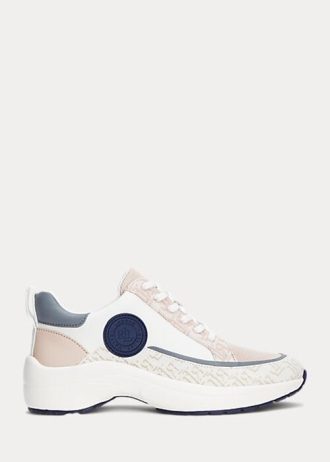 Roz pentru femei Ralph Lauren Reaghan Logo Jacquard & Adidași din piele