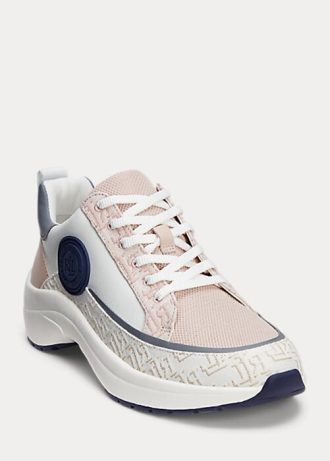 Roz pentru femei Ralph Lauren Reaghan Logo Jacquard & Adidași din piele