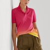 Roz / Portocaliu / Galben Tricouri polo pentru femei Ralph Lauren vopsite în piqué