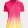 Roz / Portocaliu / Galben Tricouri polo pentru femei Ralph Lauren vopsite în piqué