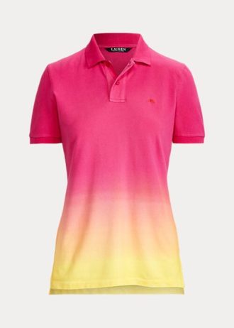 Roz / Portocaliu / Galben Tricouri polo pentru femei Ralph Lauren vopsite în piqué