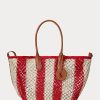 Ruby/Natural Genți tote mari Bellport țesute în dungi Ralph Lauren pentru femei