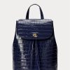 Rucsacuri medii Winny din piele în relief Ralph Lauren pentru femei, de culoare bleumarin Rucsacuri medii Winny din piele în relief Ralph Lauren pentru femei, de culoare bleumarin