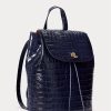 Rucsacuri medii Winny din piele în relief Ralph Lauren pentru femei, de culoare bleumarin Rucsacuri medii Winny din piele în relief Ralph Lauren pentru femei, de culoare bleumarin