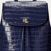 Rucsacuri medii Winny din piele în relief Ralph Lauren pentru femei, de culoare bleumarin Rucsacuri medii Winny din piele în relief Ralph Lauren pentru femei, de culoare bleumarin