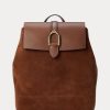 Rucsacuri Ralph Lauren Welington din piele intoarsa pentru barbati, ciocolata