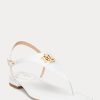 Sandale albe Ralph Lauren Ellington din piele cu relief pentru femei Sandale albe Ralph Lauren Ellington din piele cu relief pentru femei