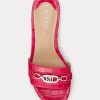 Sandale de damă fucsia Ralph Lauren Roxanne din piele cu relief Sandale de damă fucsia Ralph Lauren Roxanne din piele cu relief