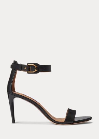 Sandale de damă negre Ralph Lauren Channing Welington lustruite Sandale de damă negre Ralph Lauren Channing Welington lustruite
