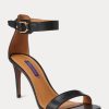 Sandale de damă negre Ralph Lauren Channing Welington lustruite Sandale de damă negre Ralph Lauren Channing Welington lustruite