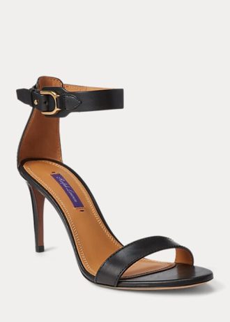 Sandale de damă negre Ralph Lauren Channing Welington lustruite Sandale de damă negre Ralph Lauren Channing Welington lustruite