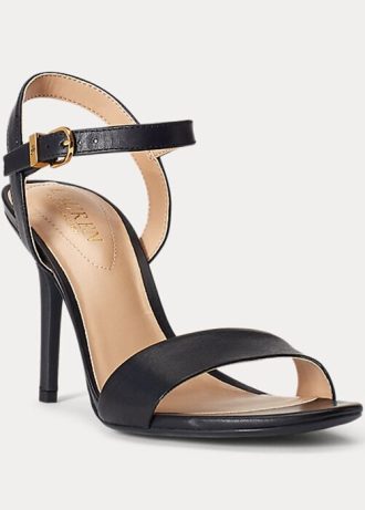Sandale de damă negre Ralph Lauren Gwen din piele lustruită Sandale de damă negre Ralph Lauren Gwen din piele lustruită