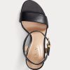 Sandale de damă negre Ralph Lauren Gwen din piele lustruită