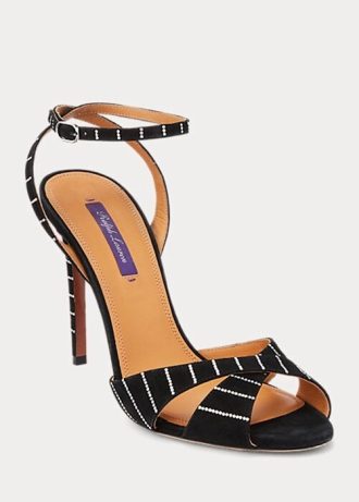 Sandale de damă negre Ralph Lauren Kandice, din piele intoarsă de capră Sandale de damă negre Ralph Lauren Kandice, din piele intoarsă de capră