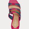 Sandale de damă roz Ralph Lauren Lorraine cu dungi din piele Nappa