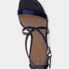 Sandale din piele în relief Ralph Lauren Gabriele pentru femei bleumarin Sandale din piele în relief Ralph Lauren Gabriele pentru femei bleumarin