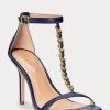 Sandale din piele Nappa Ralph Lauren Kate pentru femei bleumarin