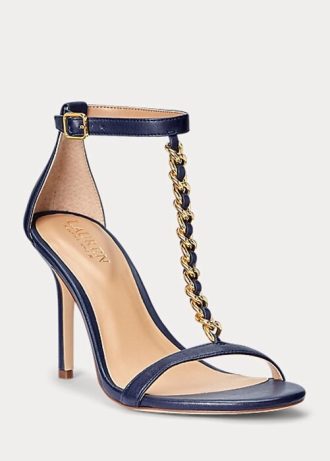 Sandale din piele Nappa Ralph Lauren Kate pentru femei bleumarin Sandale din piele Nappa Ralph Lauren Kate pentru femei bleumarin
